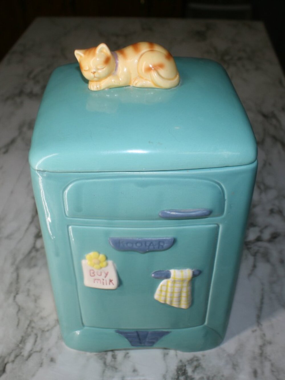 VINTAGE FITZ & FLOYD Cookie Jar 50's Kitchen Refrigerator Collectible Retro 1994